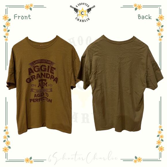 Texas A&M Aggies Grandpa Aged to Perfection Limited Edition XL T-shirt Green - Picture 1 of 3